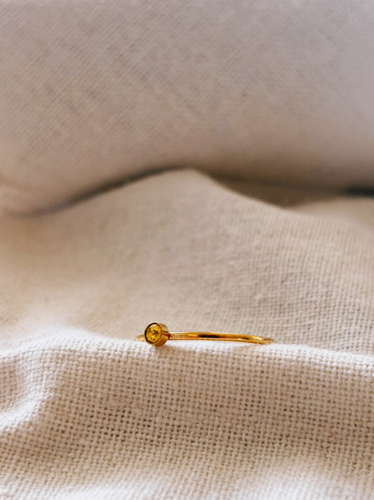 RENA Gelbe Glasperle Ring Gold