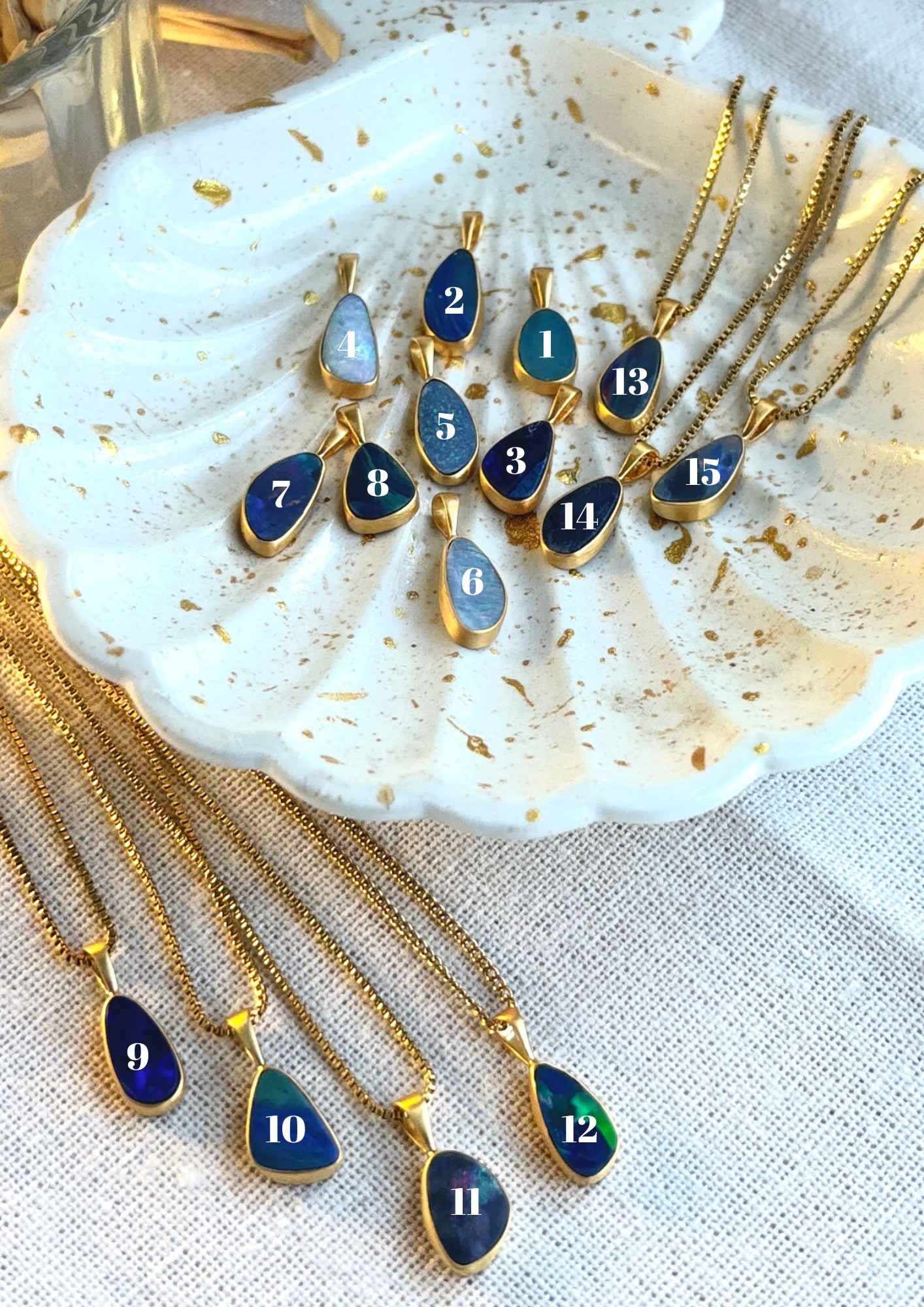 WINA small blauer australischer Opal Halskette | Necklace Gold