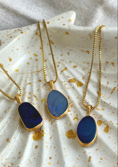 WINA blauer australischer Opal Halskette | Necklace Gold