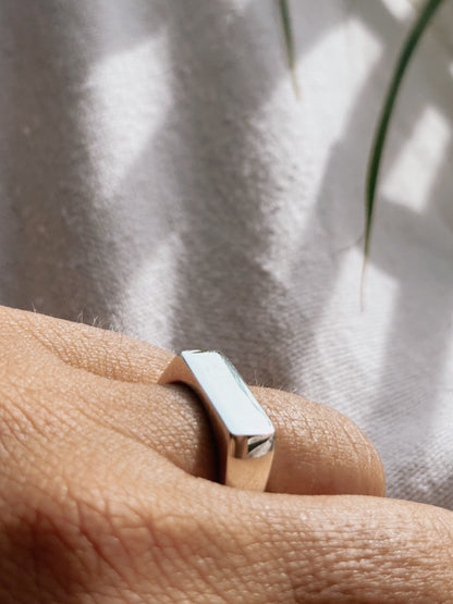 Persönliche Gravur | Engraving Ring Silber Rechteck