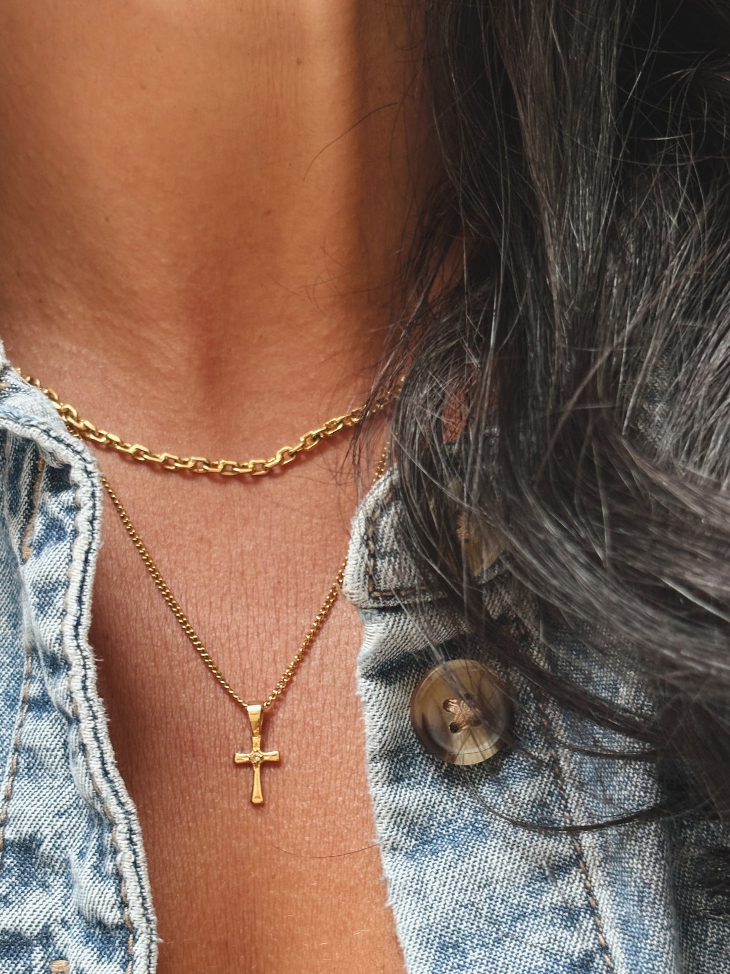 KREUZ Zircon Halskette | Necklace Gold