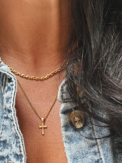 KREUZ Zircon Halskette | Necklace Gold