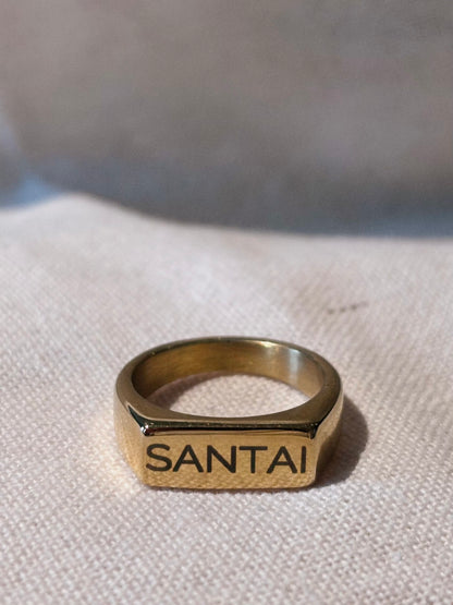 Persönliche Gravur | Engraving Ring Gold Rechteck