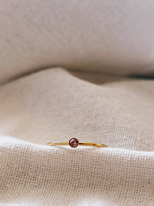 RENA Pinke Glasperle Ring Gold
