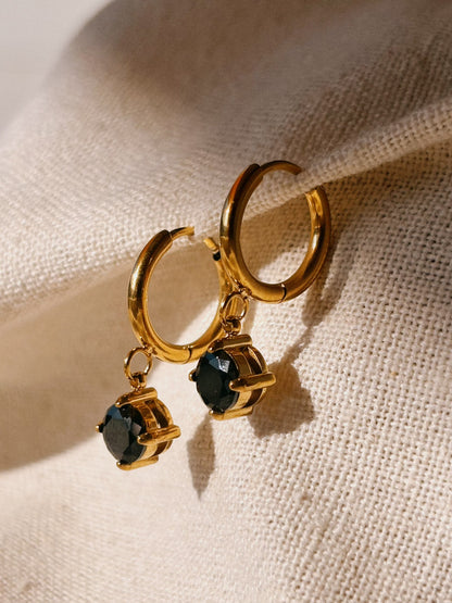 NITI Ohrring mit schwarzem Zircon | Earring Gold