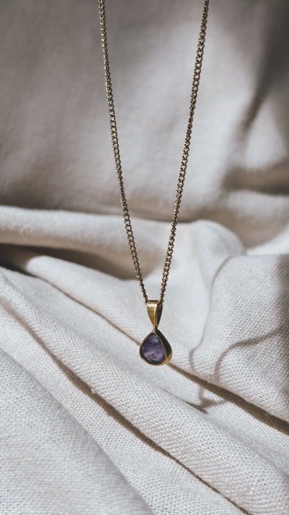 YUNA AMETHYST Drop 5mm Halskette | Necklace Gold