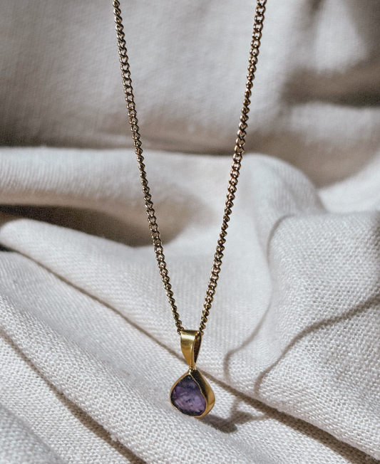 YUNA AMETHYST Drop 5mm Halskette | Necklace Gold