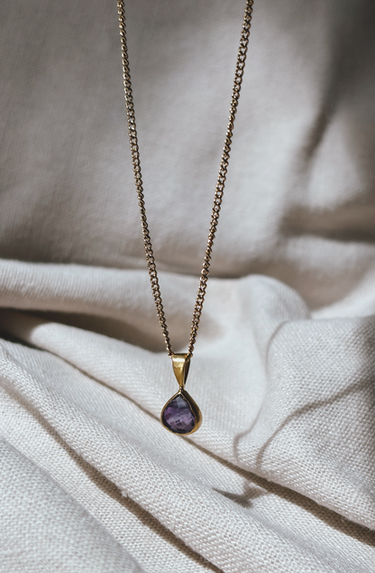 YUNA AMETHYST Drop 5mm Halskette | Necklace Gold