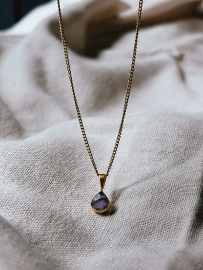 YUNA AMETHYST Drop 5mm Halskette | Necklace Gold