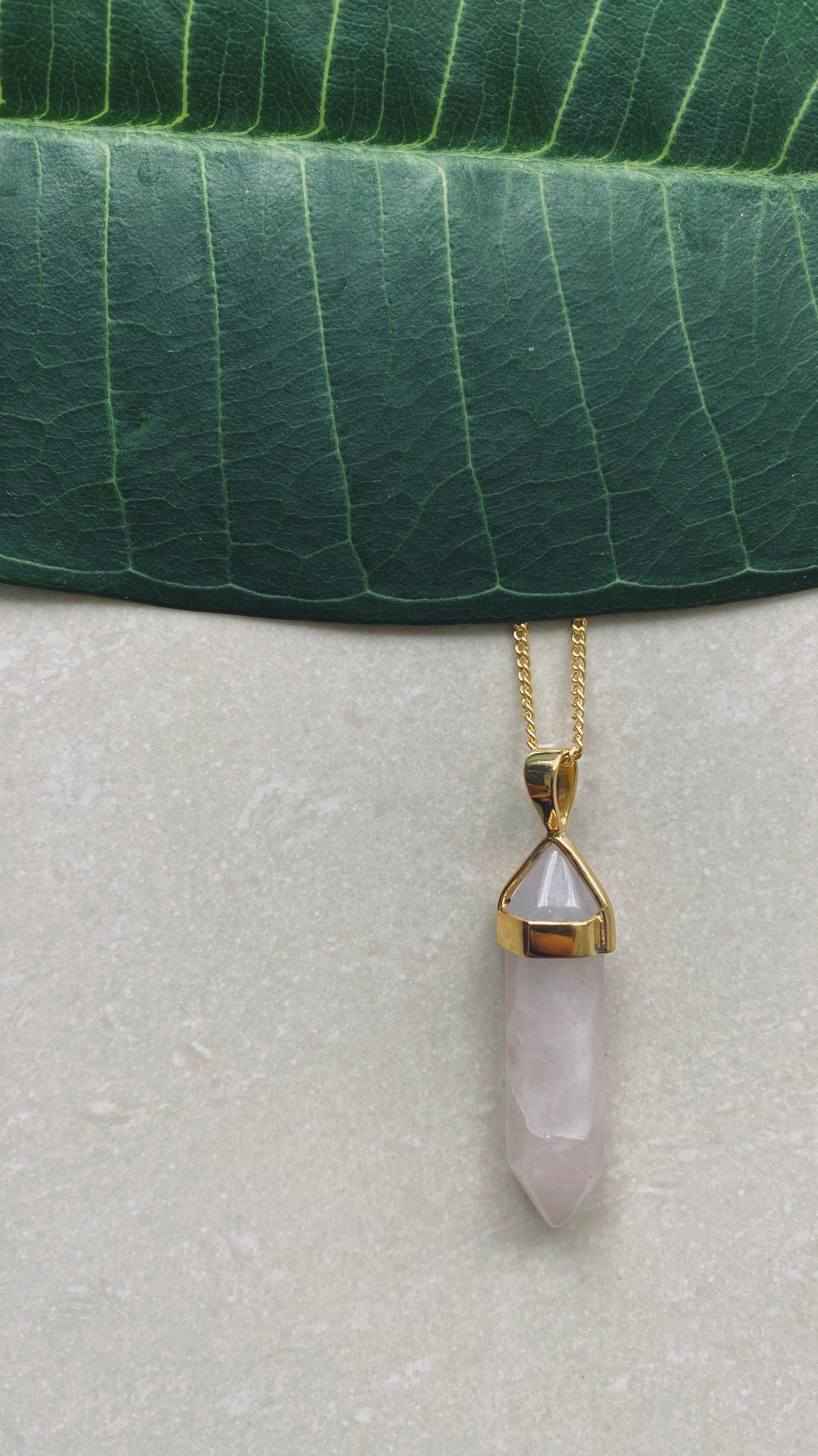 BELLE Rosenquarz Halskette | Necklace Gold
