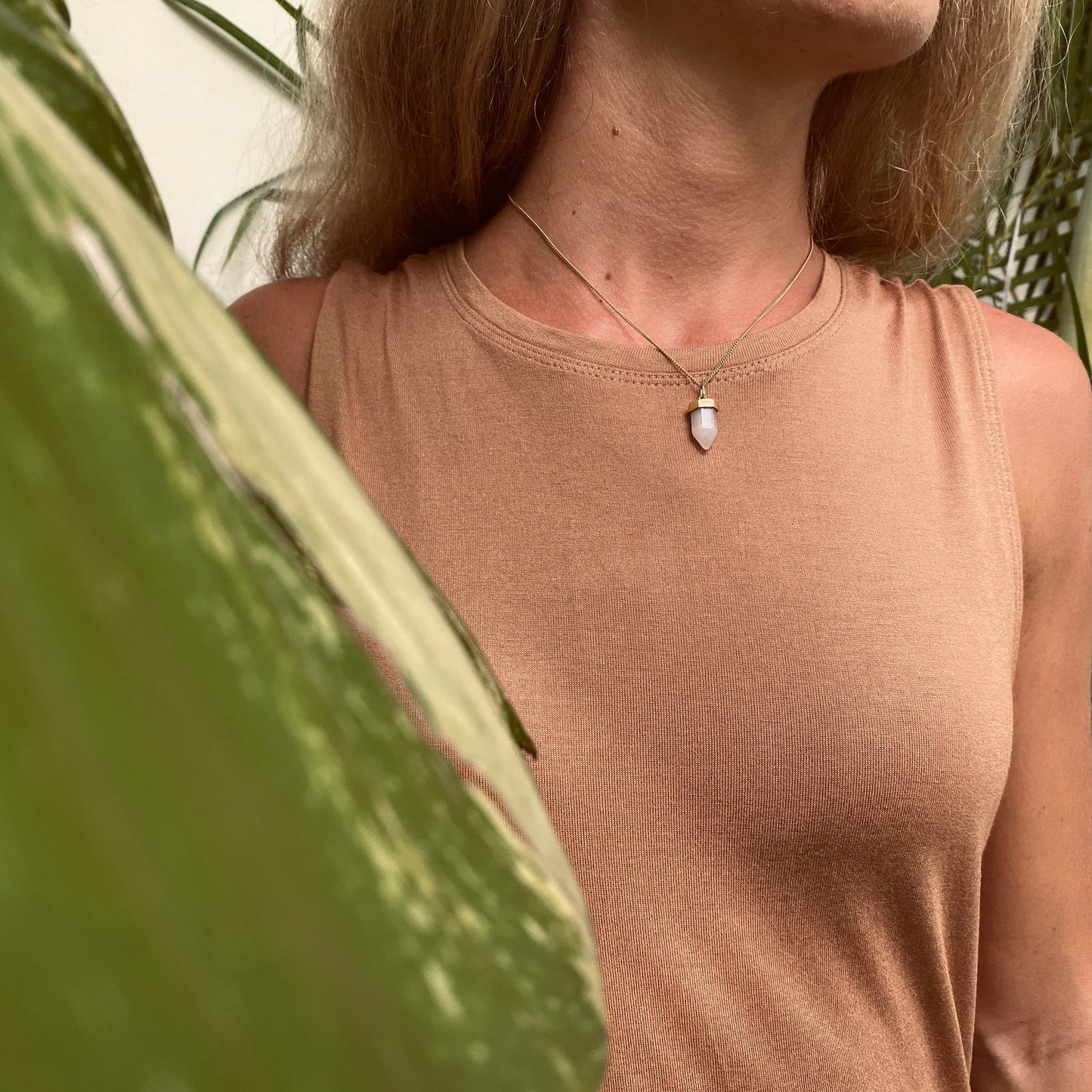 GITA Rosenquarz Halskette | Necklace Gold