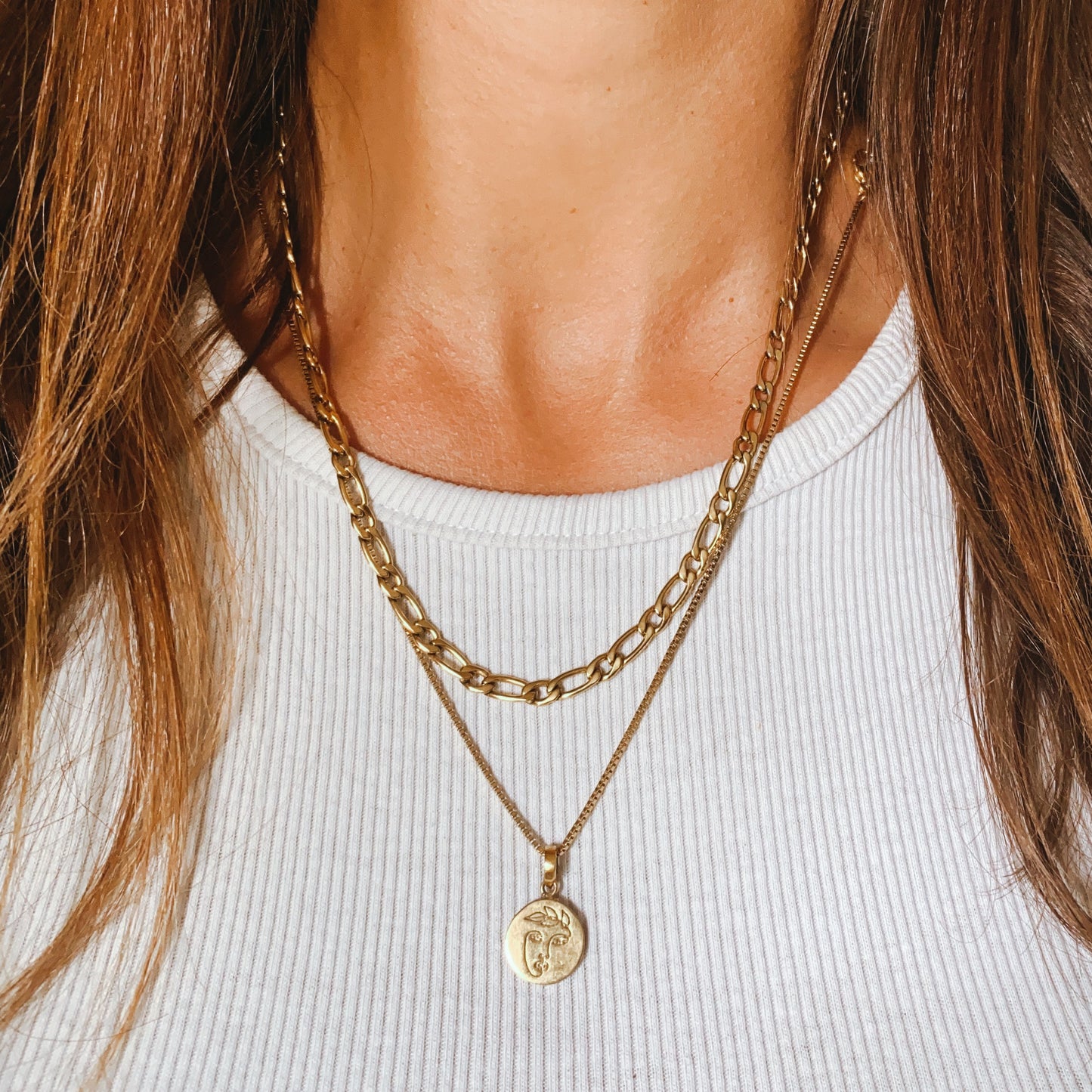FABIYA FIGARO Stainless Steel 45/50cm Halskette | Necklace Gold