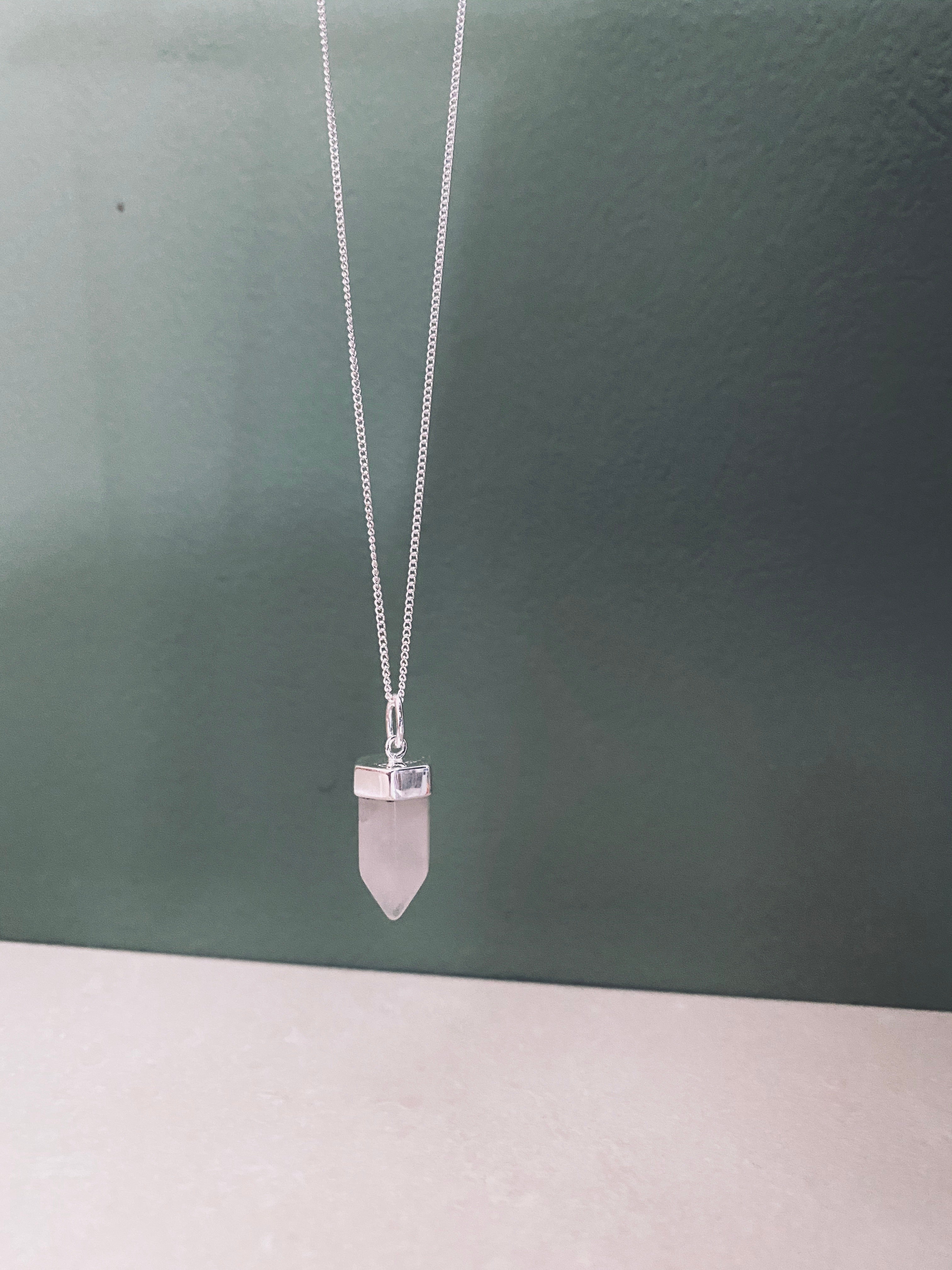 GITA Rosenquarz Halskette | Necklace Silver
