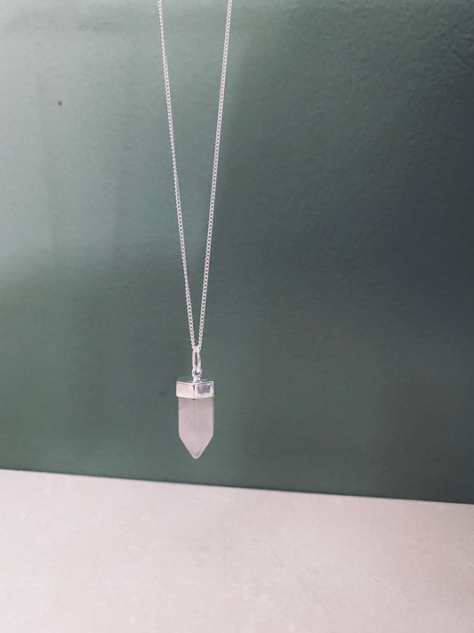 GITA Rosenquarz Halskette | Necklace Silver